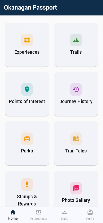 Okanagan Passport trail map screen