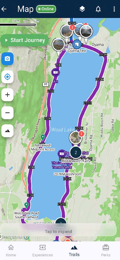 Okanagan Passport experience calendar screen