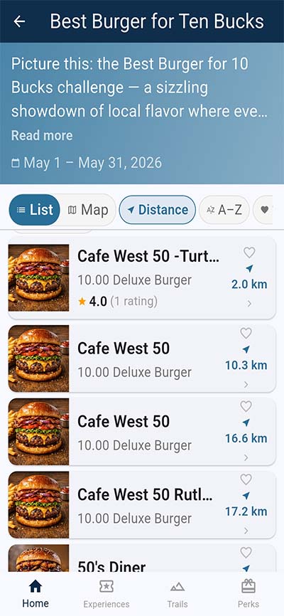 Okanagan Passport trail map screen